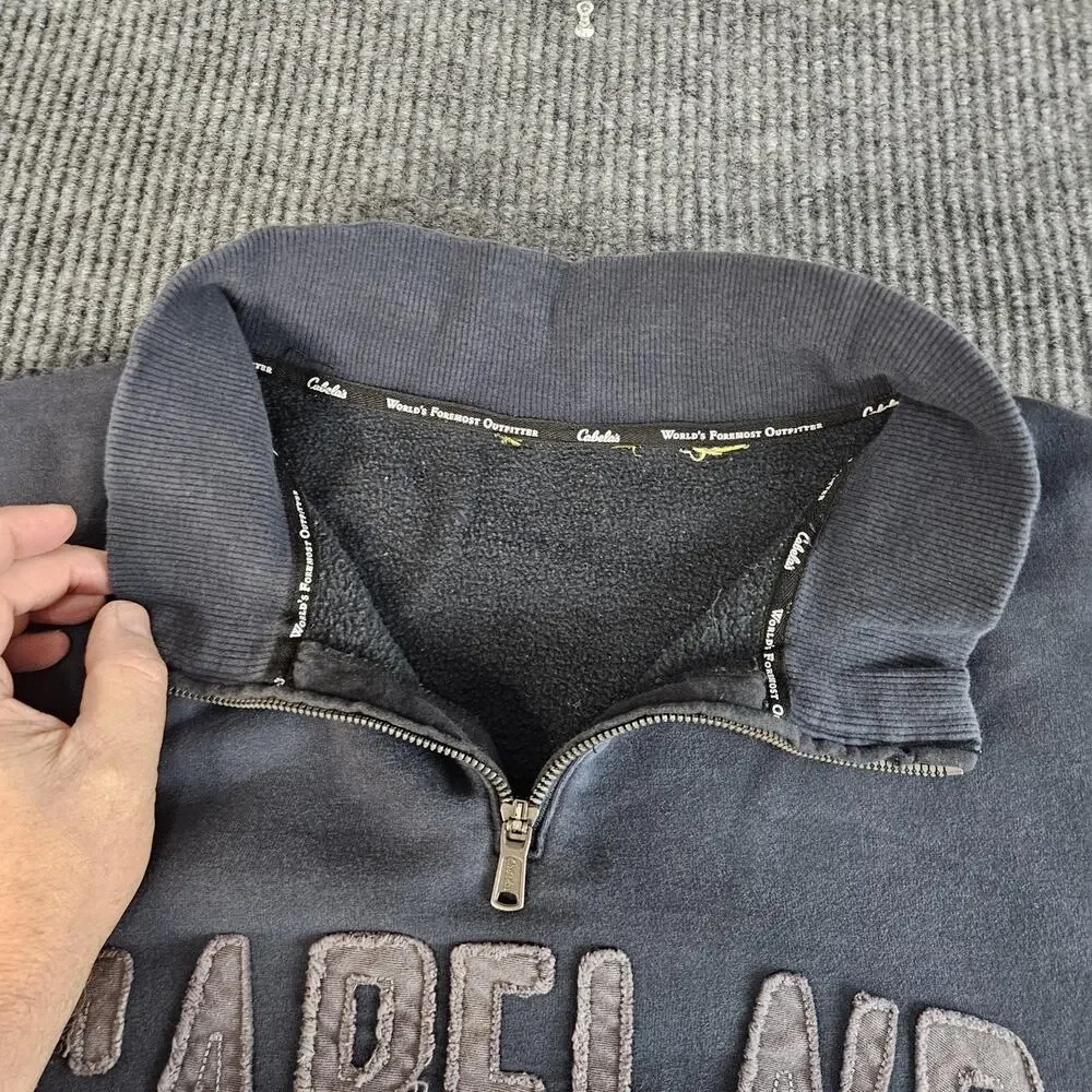 Cabelas Sweatshirt Mens 3XL Gray Quarter Zip Mock Fleece Pullover Embroidered - Picture 4 of 12